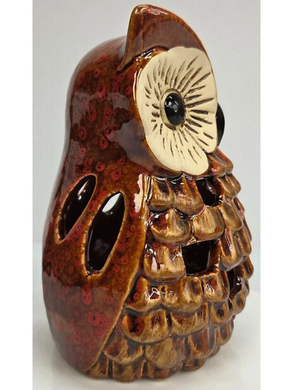 Vintage Ceramic Owl Tea Light Candle Holder Brown Woodland Decor 7